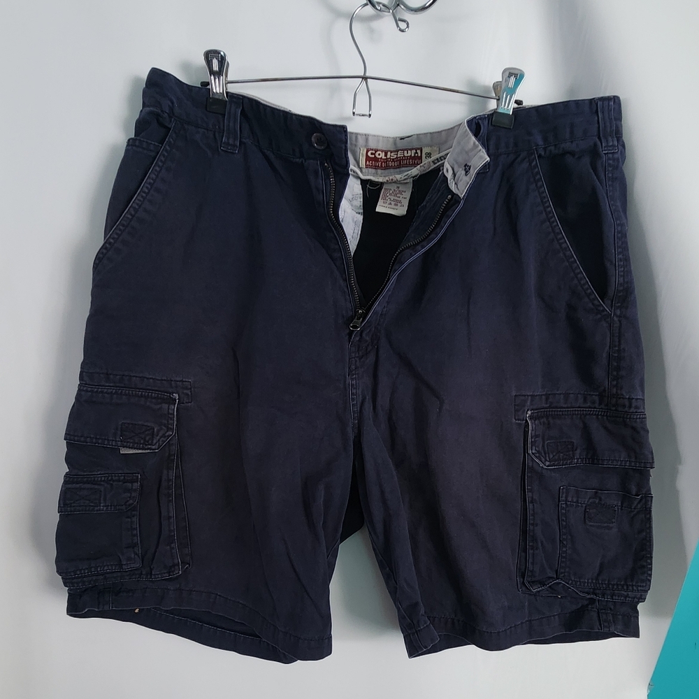 Coliseum Men's Dark Blue Heavyweight Cargo Cotton Shorts Size 38